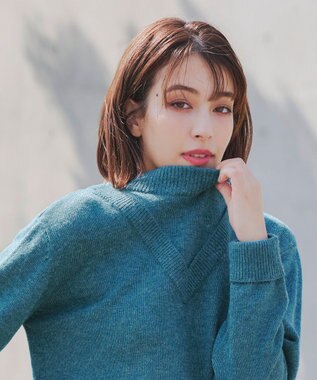 Tiaclasse L 【洗える】重ね着風ニットトップス ターコイズ