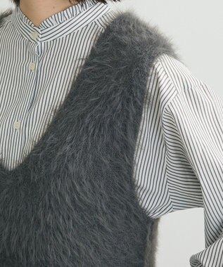 Green Parks ・Ｐｅｔｉｔ　Ｆｌｅｕｒ　シャギーＶネックベスト Charcoal Gray