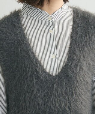 Green Parks ・Ｐｅｔｉｔ　Ｆｌｅｕｒ　シャギーＶネックベスト Charcoal Gray
