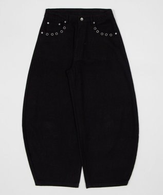 WEGO 【ユニセックス着用ITEM】ハトメバッククロスモチーフパンツ ブラック