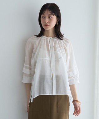 YECCA VECCA タックスリーブシアーシャツ Off White