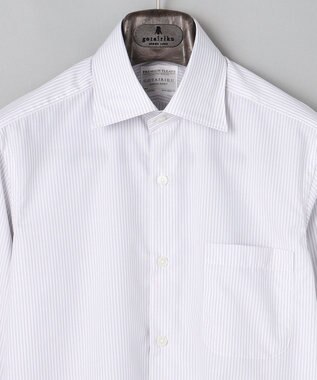 GOTAIRIKU 【形態安定】PREMIUMPLEATS_セミワイドカラー 通年ドレスシャツ（カラー ストライプ） ライトグレー系1