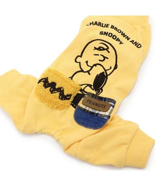 PET PARADISE スヌーピー  ペティヒート プレミアム ロンパース 《ハグ柄》 中型犬 イエロー