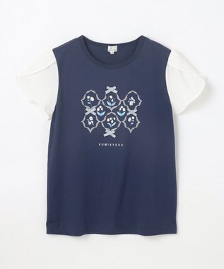 組曲 KIDS 【150-160㎝】スズランプリント Tシャツ ネイビー