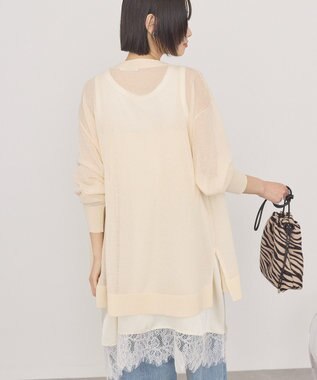 AMERICAN HOLIC メタルボタンシアーVネックカーディガン Ivory