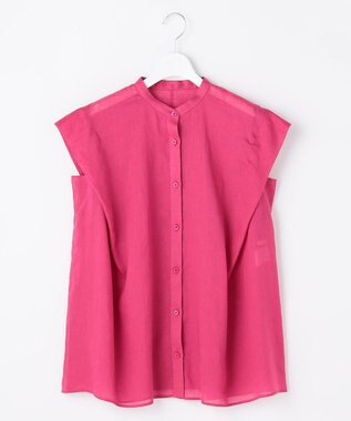 自由区 L 【WEB限定カラーあり】シアーラミーローンバンドカラー ブラウス ［WEB限定カラー］マゼンタ