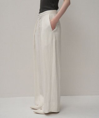 ATON LINEN TWILL | タックイージーパンツ WHITE