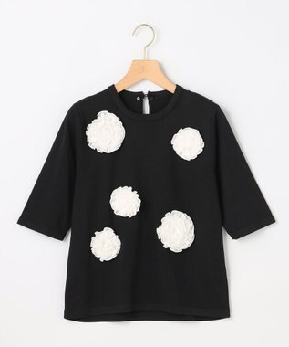 組曲 S 【組曲×setsuko sagittaire】ボンボンフラワー襟付き ニット ブラック系