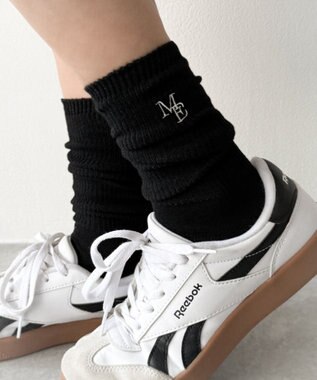 WEGO 刺繍ロゴローゲージゆるリブソックス ブラック