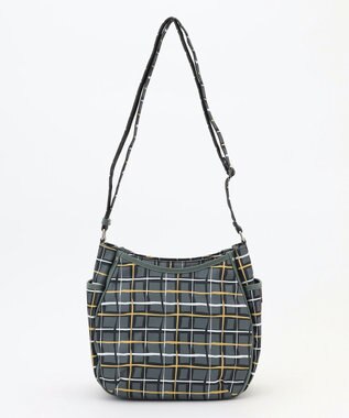 Y'SACCS ドローイングチェックショルダーバッグ グレー