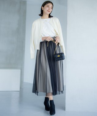 組曲 【洗える・6色展開】Elenaベーシックニット カーディガン アイボリー系