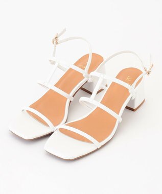 組曲 ナローストラップサンダル ホワイト系