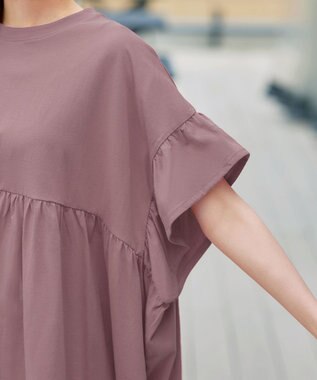 Tiaclasse 【新色追加】ギャザー切り替えフレアプルオーバー ダスティーピンク