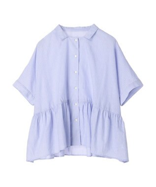 CRAFT STANDARD BOUTIQUE ペプラムブラウス Stripe Blue