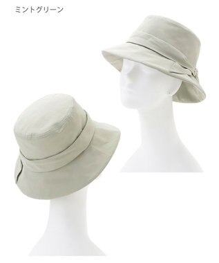 MOONBAT 【遮光100％・遮熱】FURLA(フルラ)リボン巻きダウン ハット 帽子 ロゴチャーム サイズ調整 撥水性 ミントグリーン