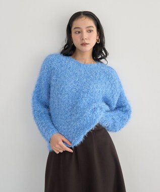 YECCA VECCA フェザーモールニット Blue