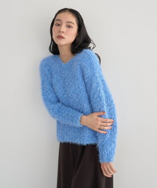 YECCA VECCA フェザーモールニット Blue