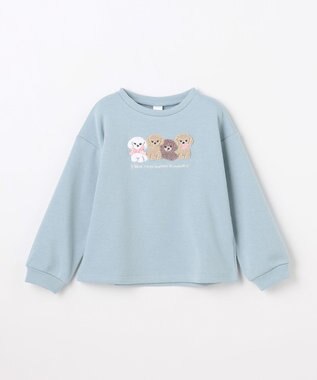 ANY KIDS なかよしサガラ刺繍 裏シャギー トレーナー サックスブルー×イヌ