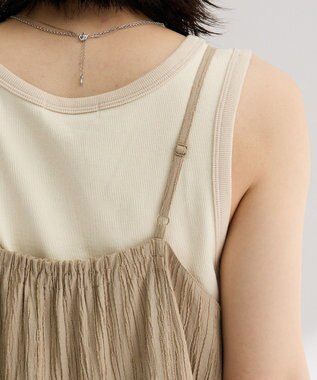 Green Parks ジャガードフリルサロペット Beige