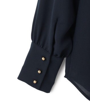 BEIGE， 【WEB限定・洗える】STOW / ボウタイブラウス Navy
