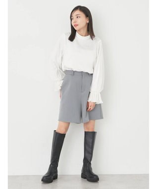 earth music&ecology チュール袖スタンドカラートップス Off White