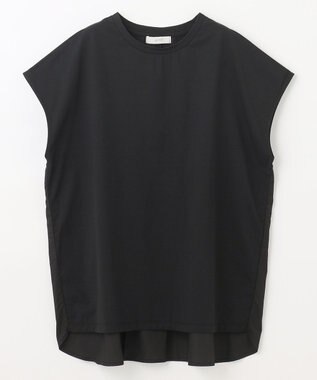 ANY L 【吸水速乾/シワになりにくい/アンチピリング】バックフレアフレンチスリーブカットソー ブラック