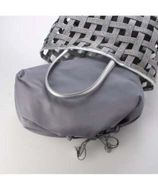 UNBILLION ペルケ perche / テープ透かし格子トートバッグL シルバー