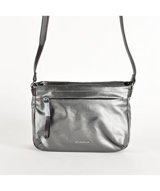 LA BAGAGERIE コーティングキャンバス ミニショルダーバッグ ガンメタリック
