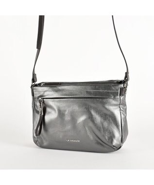 LA BAGAGERIE コーティングキャンバス ミニショルダーバッグ ガンメタリック