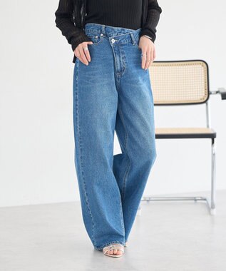 earth music&ecology ウエストアシメデニムパンツ Medium Indigo