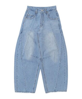 WEGO カーブラインバレルレッグデニムパンツ デニム淡色