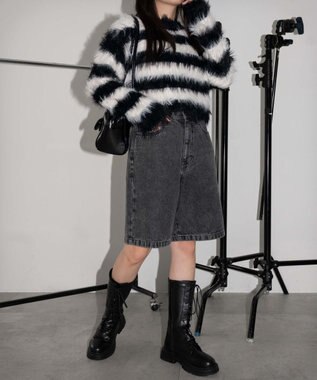 WEGO ヴィンテージウォッシュデニムハーフパンツ ブラックその他