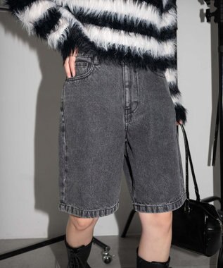 WEGO ヴィンテージウォッシュデニムハーフパンツ ブラックその他