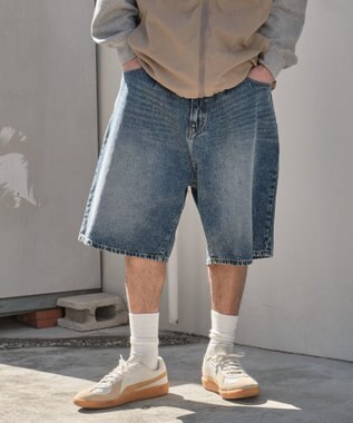 WEGO イージーバギーデニムショーツ デニム中濃加工色