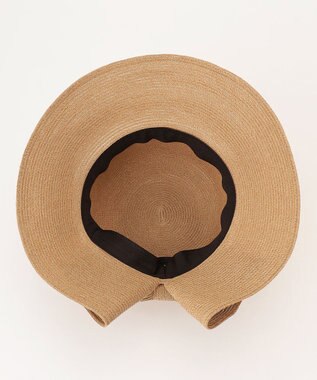 #Newans 【UVカット/洗える/折り畳み可能】ビッグリボンストローハット ベージュ