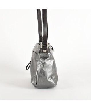 LA BAGAGERIE コーティングキャンバス ミニショルダーバッグ ガンメタリック
