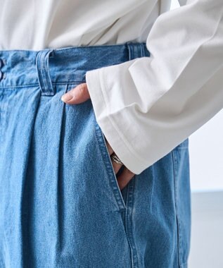 WEGO 【ウエストゴム】スーパーバギーデニムスラックス デニム淡色