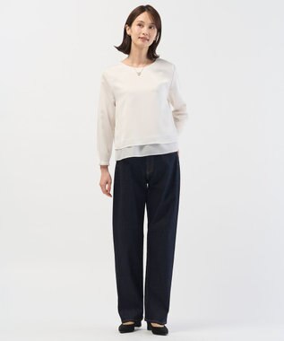 J.PRESS LADIES L 【洗える】BASIC STRETCH DENIM ボーイフィット デニム インディゴ系