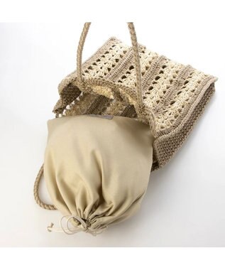 UNBILLION cachecache 切り替え松葉編みトートバッグ ベージュ