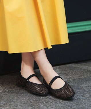 steppi ラウンド メッシュ バレエパンプス ブラウン ラメ