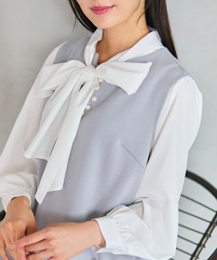 Feroux パール付きダンボール ジャンパースカート スカイブルー系