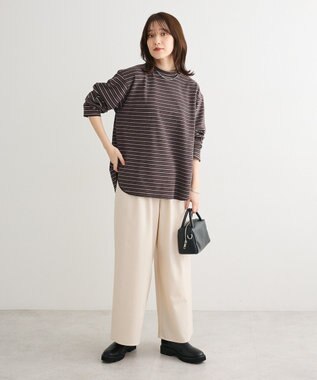 Green Parks なめらかタッチマルチボーダープルオーバー Charcoal Gray