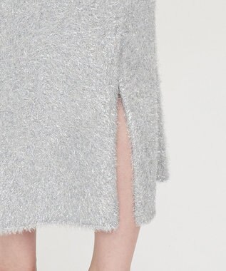 uncrave ラメ シャギー ニット スカート（uncrave STANDARD） シルバー×ライトグレー