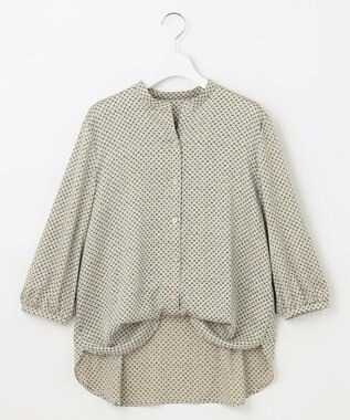 自由区 L 【カタログ掲載・セットアップ対応・洗える】サテンアムンゼンバンドカラー ブラウス サンドベージュ系