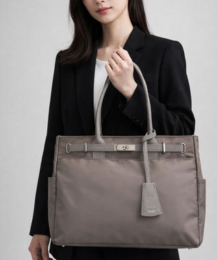 style code 【高密度ナイロン×レザー】ナイロンロングハンドルトートバッグ　軽量　大容量