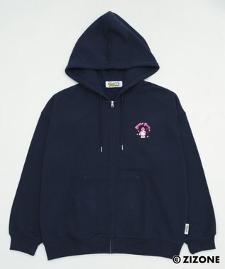 WEGO 【ユニセックス着用ITEM】別注ZIZONEグラフィックZIPパーカー ネイビー