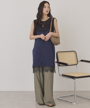 AMERICAN HOLIC レースサテンキャミワンピース Navy