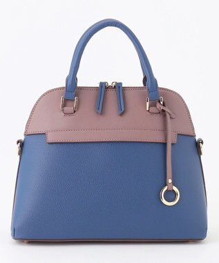 組曲 【ショルダーベルト付き】ボストンハンド バッグ ネイビー系1