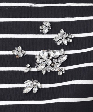 23区 L 【R(アール)】ビジュ― ストライプ ジャージー ブラック系1