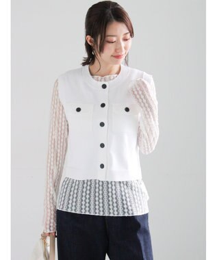 Te chichi ポケット付きニットベスト オフホワイト